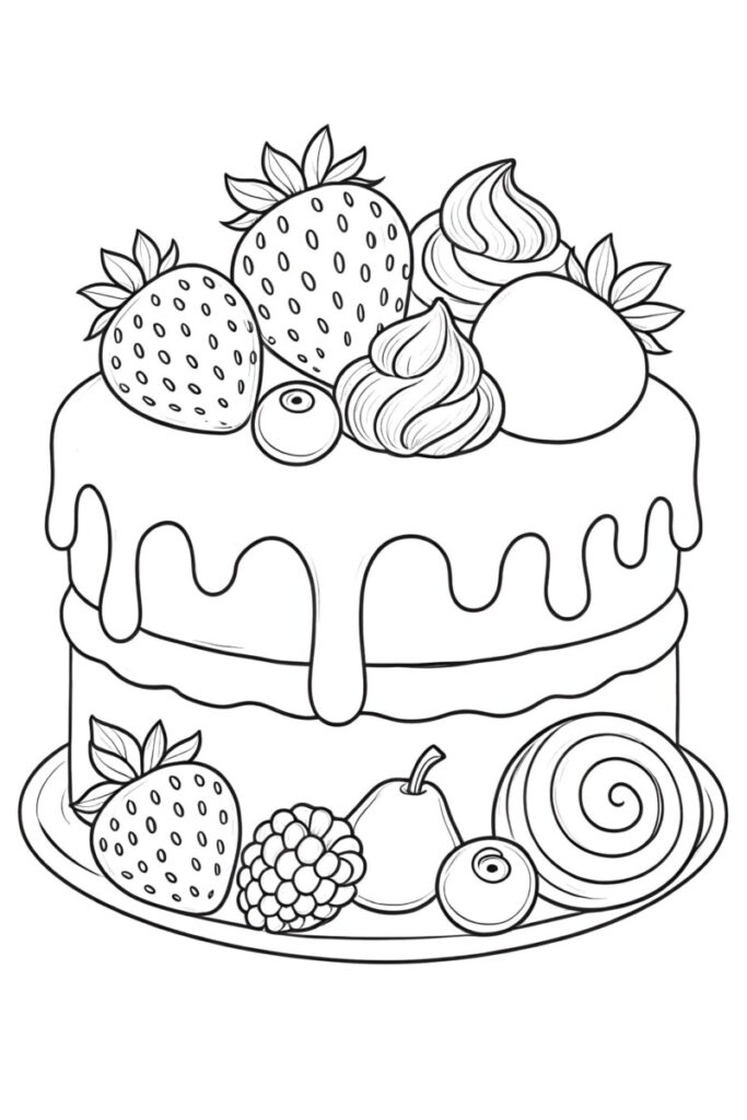 Coloriage gâteau inspiration