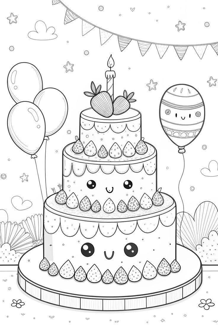 Coloriage gâteau inspiration