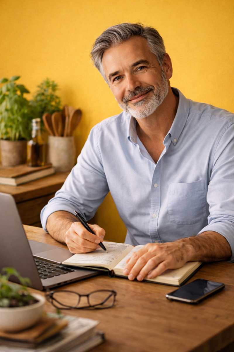 Jean Latour écrivant à son bureau
