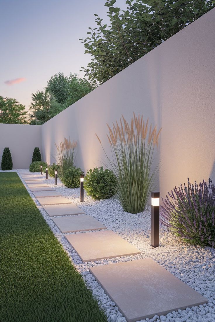 Jardin avec gravier sans entretien