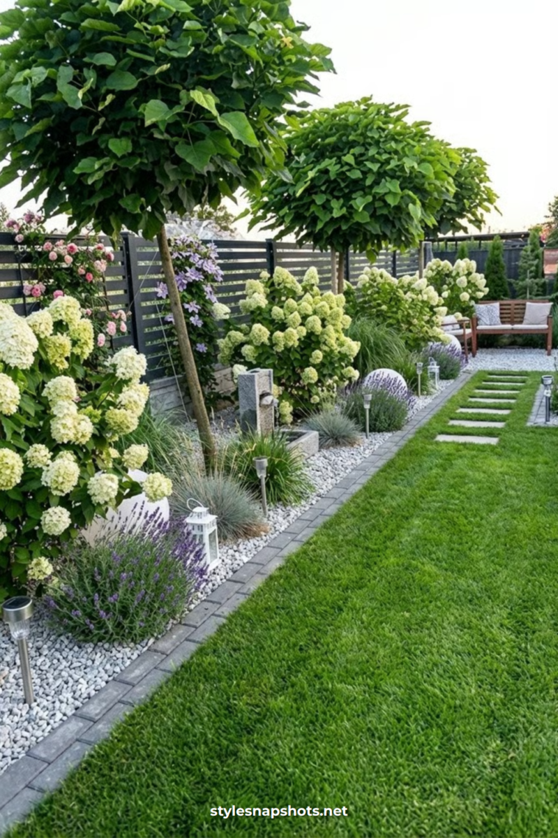 Jardin avec gravier sans entretien