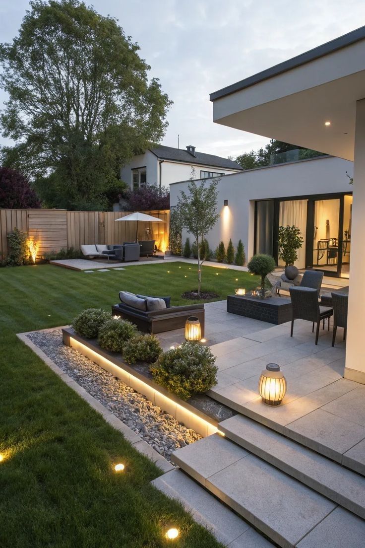 Jardin avec gravier sans entretien