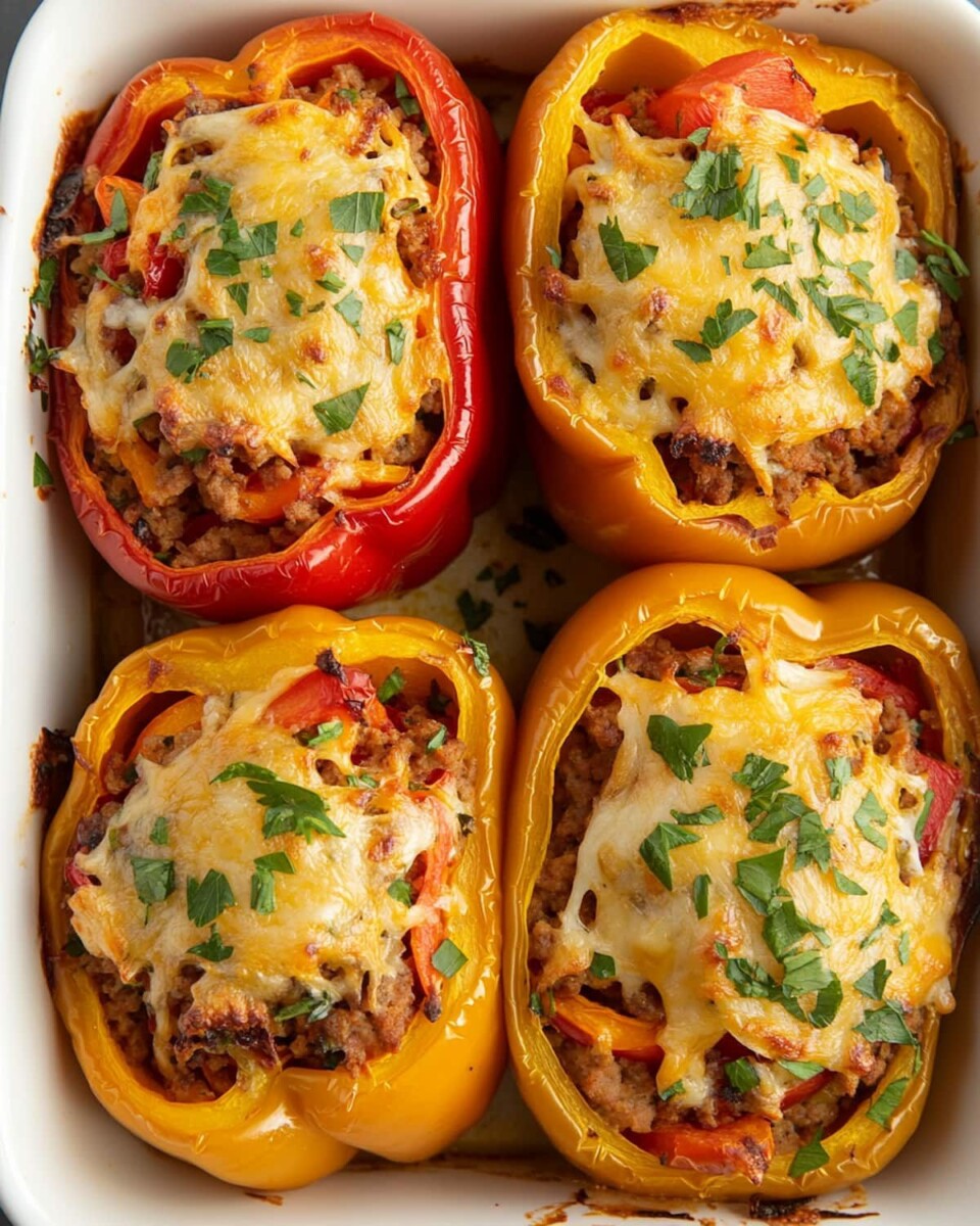 plat coloré poivrons farcis