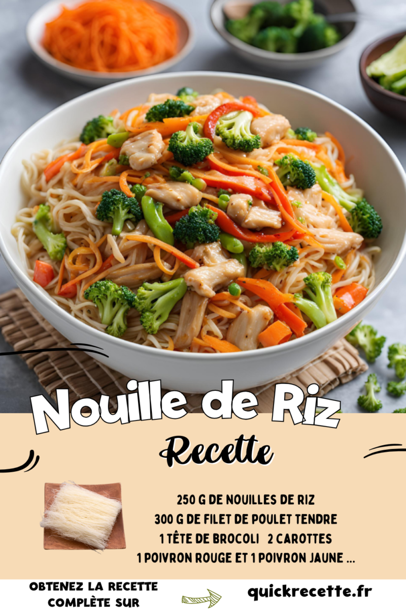 Plat nouilles de riz végétarien