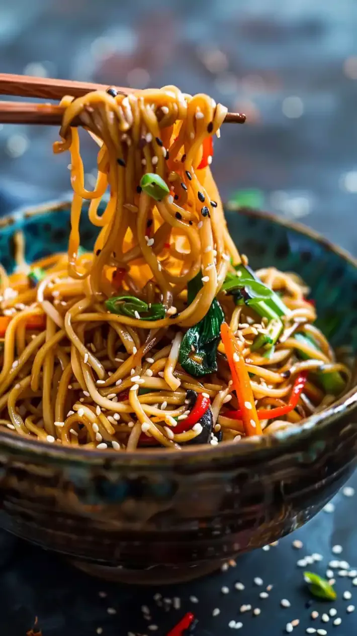 Plat nouilles de riz végétarien