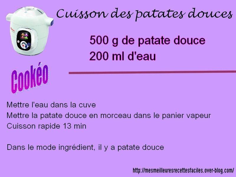 cuisson patate douce cookeo