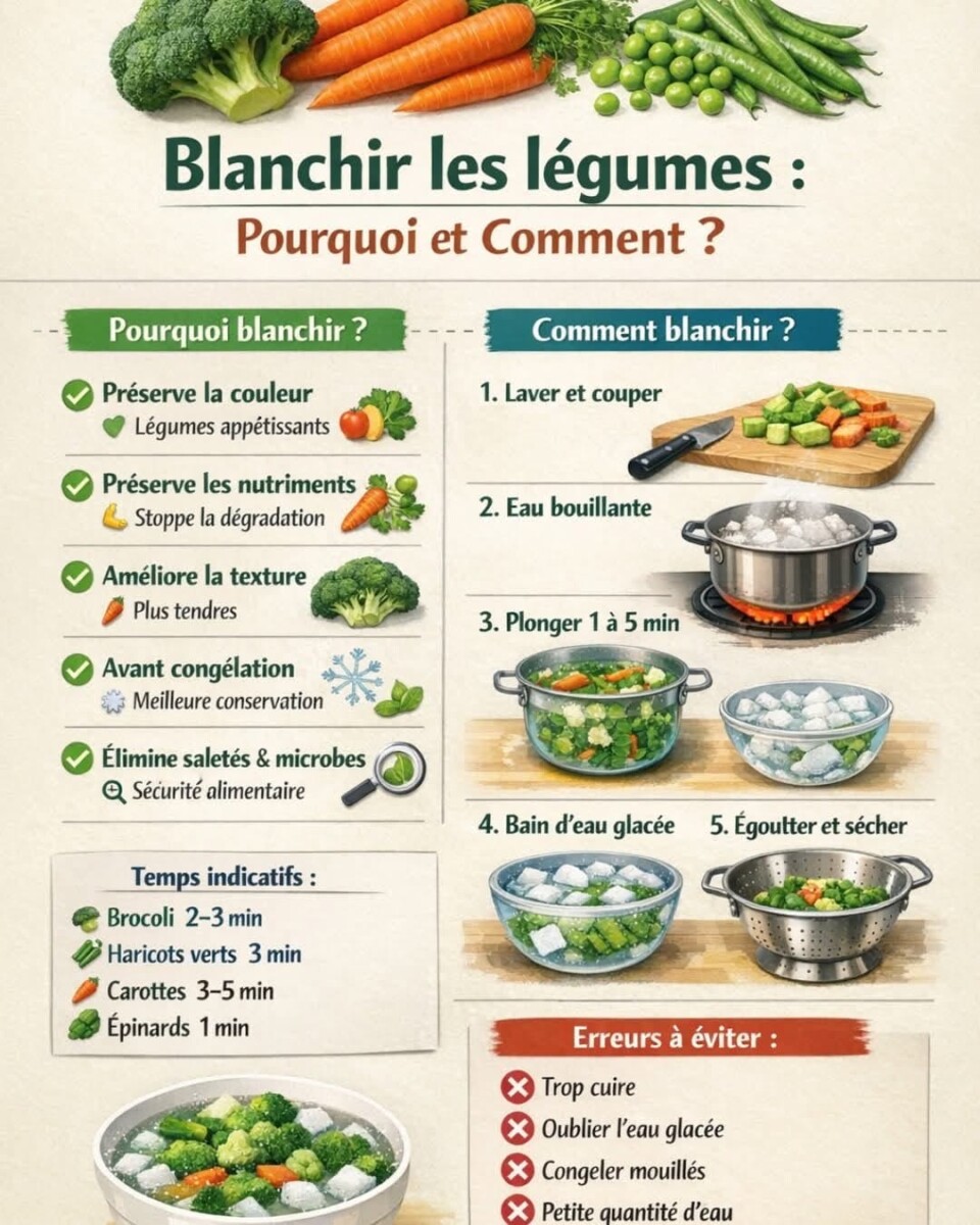 étapes pour préparer légumes