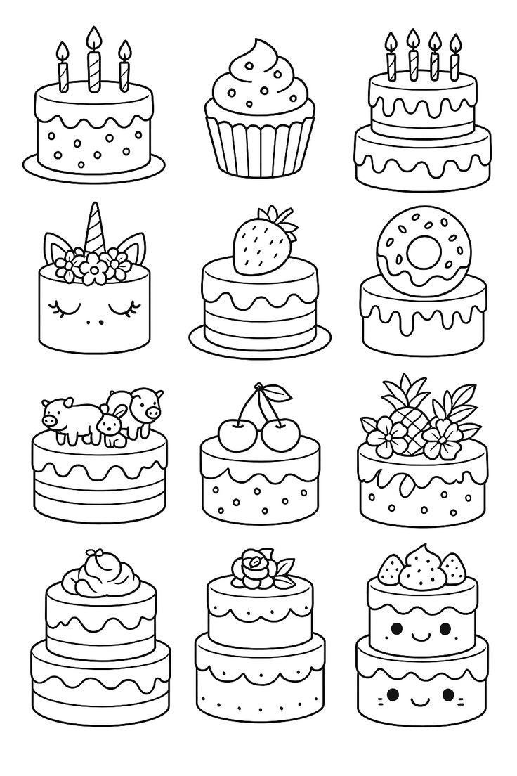 Dessin de gâteau à colorier