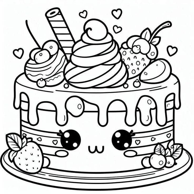 Dessin de gâteau à colorier