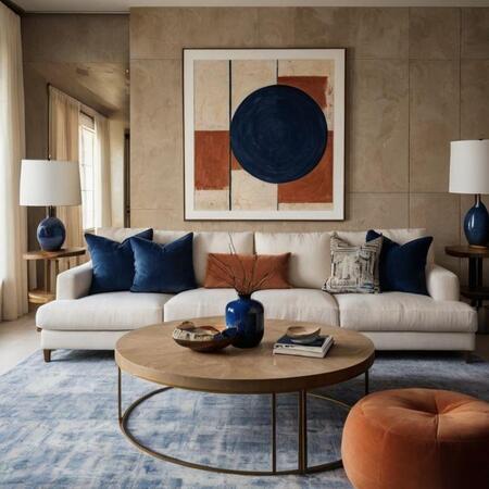 Salon moderne avec couleurs fortes