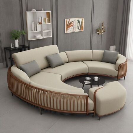 Salon contemporain avec bois brut