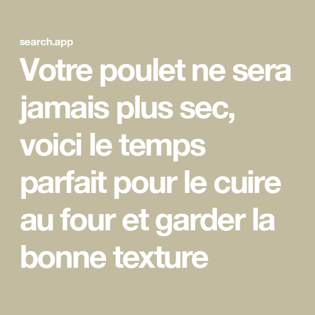 Guide temps poulet four